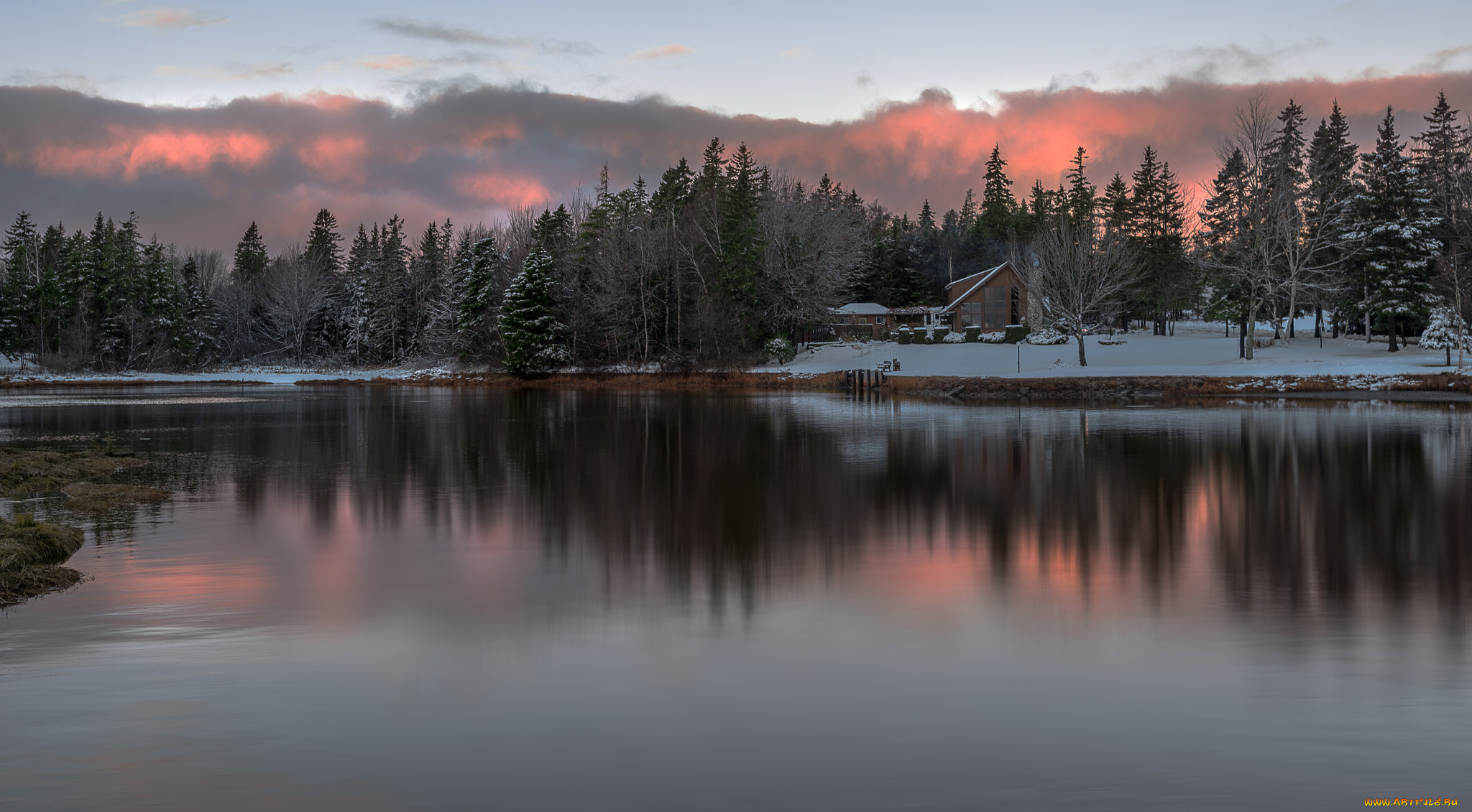 , , , trees, winter, view, snow, river, , , , , , 